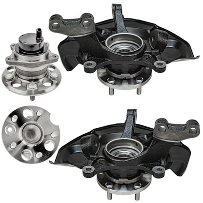 Detroit Axle - FWD Steering Knuckles Kit for 2004 2005 2006 2007 Toyota Highlander [2.4L], 2 Front Steering Knuckle & 2 Wheel Bearing Hubs Rear Wheel Bearing Hub Replacement - size: 4UW48747/Kit