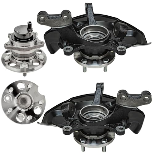 Detroit Axle - FWD Steering Knuckles Kit for 2004 2005 2006 2007 Toyota Highlander [2.4L], 2 Front Steering Knuckle & 2 Wheel Bearing Hubs Rear Wheel Bearing Hub Replacement - size: 4UW48747/Kit