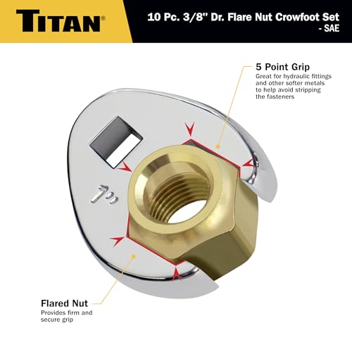 Titan 17296 3/8" Drive SAE Flare Nut Crowsfoot Wrench Set
