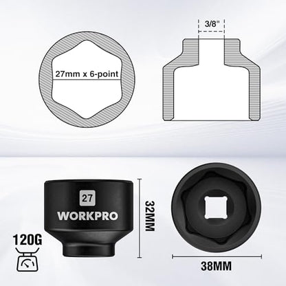 WORKPRO 27mm Oil Filter Socket Wrench, Oil Filter Removal Tool, Oil Filter Change Set, Ideal for Some Mercedes, Volkswagen, Hyundai, Kia, Minis, and Smart Car - style: 27mm