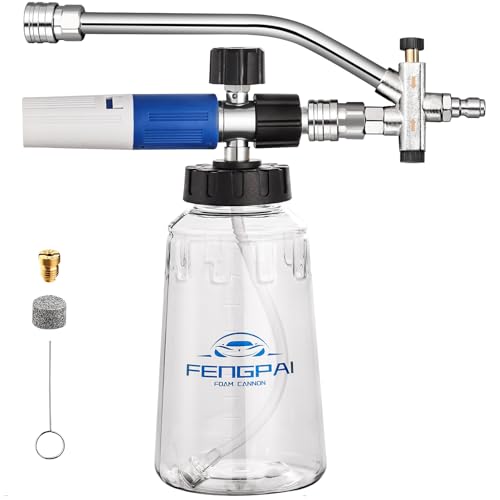 Foam Cannon for Pressure Washer with Dual Connector Accessory, FENG PAI Dual Lance Soap Cannon, Double Tip Soap Attachment for Foam Blaster, 1/4" Quick Connect, 3600 PSI - color: Clear FoamCannon Kits