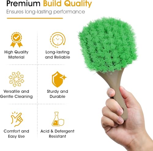 Soft Bristle Wheel Cleaning Brush 2.5" Bristle & 20" Long Handle - 1 Pack | Chemical-resistant soft bristle brush with ergonomic long handle for cleaning wheels, fenders, and automotive surfaces - color: Long Handle, size: Pack of 1