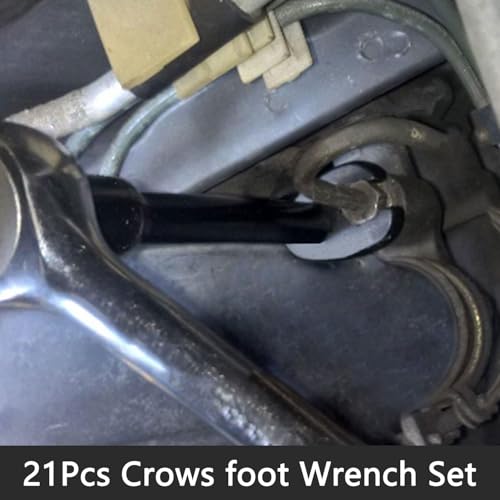DPTOOL Crows foot Wrench Set Metric 8-32mm Flare Nut Crowfoot Wrench Set | 1/2" and 3/8” Drive 6 Point Crows Feet Wrench Set 21Pcs Flare Nut Wrench Kit for Removing Nuts from hard-to-reach Areas
