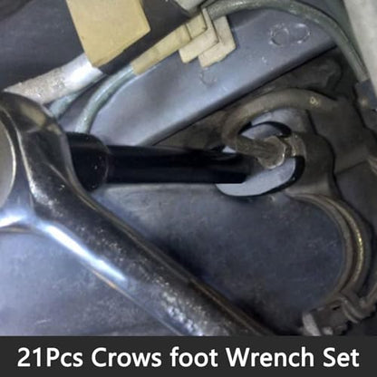 DPTOOL Crows foot Wrench Set Metric 8-32mm Flare Nut Crowfoot Wrench Set | 1/2" and 3/8” Drive 6 Point Crows Feet Wrench Set 21Pcs Flare Nut Wrench Kit for Removing Nuts from hard-to-reach Areas