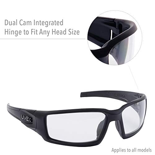 Uvex Hypershock Safety Glasses, Black Frame with Clear Lens & HydroShield Anti-Fog Coating (S2940HS)
