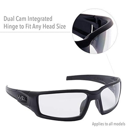 Uvex Hypershock Safety Glasses, Black Frame with Clear Lens & HydroShield Anti-Fog Coating (S2940HS)