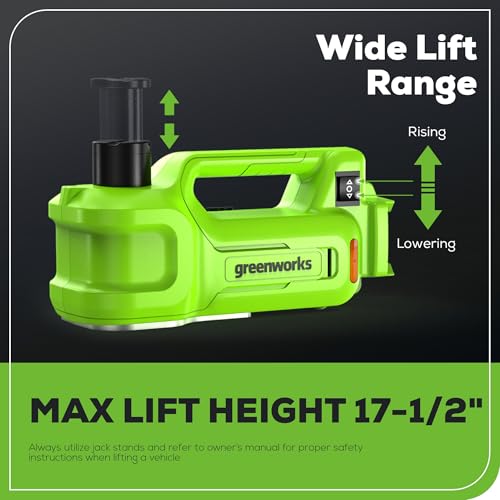 Greenworks 24V Cordless Car Jack Kit, 3 Ton Max Loading For Vehicle Weigh Hydraulic Jack with 2Ah Battery and Charger
