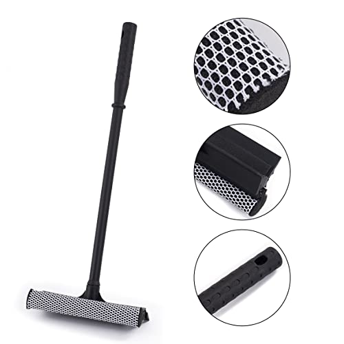Matthew Cleaning All Purpose Window Squeegee Window Cleaner Tool,Car Squeegee Windshield Cleaning Sponge and Rubber Squeegee,2-in-1 Window Cleaner Sponge(10'') and Soft Rubber with Pole 20’’ (6Pack) - size: 10'' Blade