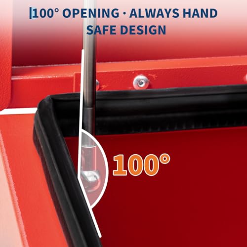 Industrial Steel Truck Tool Box w/Gas-Shock Lid, Pry-Resistant Security & Weatherproofing Toolbox Organizer Chest Fits Pickup, Truck Bed, RV, Trailer - color: Red, size: 15X15X24 inch