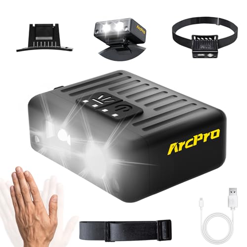 Ultra-Light (1.16oz) LED Clip on Hat Light with Motion Sensor - USB-C Rechargeable Cap Light, 5 Modes with Red Light, IPX6 Waterproof Headlamp for Fishing Hands-Free Clip-on Light(Black) - color: Black