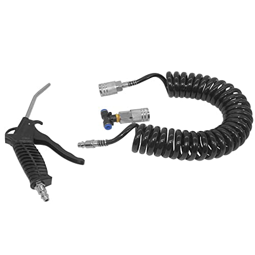 Beduan Air Blow Gun Kit with 16ft Long Pneumatic Pu Hose, Heavy Duty Air Duster Gun for Air Compressor(Black) - size: 1/4"-16ft Tube(Black)