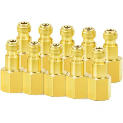 ChillWaves Automotive T-Style Air Plug, 1/4" NPT Female Pneumatic Plugs, Air Compressor Accessories Fittings(10-PACK) - size: 1/4" FNPT, style: PACK OF 10