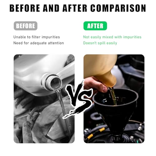 Wide Mouth Oil Funnel with Flexible Extension, Large Funnels for Automotive Use, Vehicle Nozzle Hose with Handle Mesh Removable Mesh Screen Filter, Car Accessories