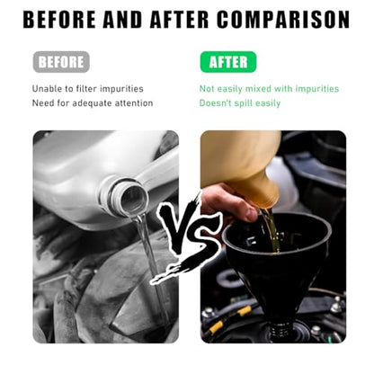 Wide Mouth Oil Funnel with Flexible Extension, Large Funnels for Automotive Use, Vehicle Nozzle Hose with Handle Mesh Removable Mesh Screen Filter, Car Accessories