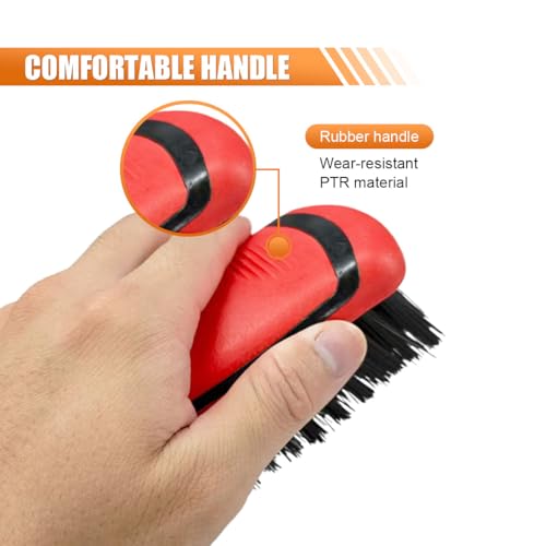 Car Carpet and Upholstery Cleaning Brush, Stiff Bristle Car Detailing Carpet Scrub Brush with Hanging Hole, Vehicle Interior Detailing Brushes for Floor Mats, Couch, Leather Seat (Red) - color: Red
