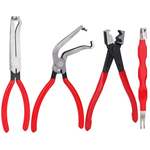 4PCS Electrical Disconnect Pliers Set For Car: Automotive Tools Electrical Plug Connector Removal Disconnect Pliers Kit, Connector Separator and Hose Clamp Plier