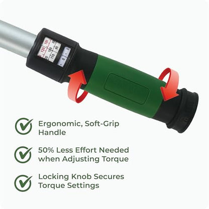 Click-Style Torque Wrench - ½” Drive 50 - 250 ft. lbs. (70-340 n.m) 45 Tooth Ratchet Socket Wrench for Mechanic Tool Set, Easy Read Scale, Ergonomic Grip, Professional Tools for Automotive Repairs - size: 1/2-Inch, style: 50-250 ft.-lb
