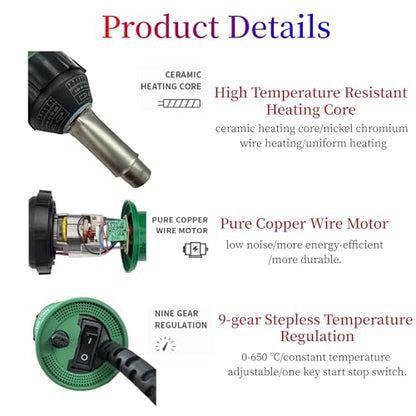 110V 1600W Hot Air Plastic Welder Hand Held Heat PVC Vinyl Linoleum Flooring Hot Air Welding Gun Tools Kit (Set 1)