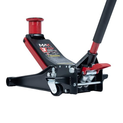 3-Ton (6600lbs) Low-Profile Dual Pistons Heavy-Duty Steel Racing Off Road Floor Jack with Quick Lift Hydraulic Pump, Foot Pedal and Extension Adapter for Car Maintenance