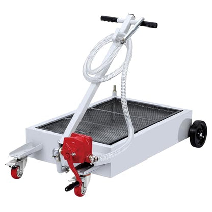 Oil Drain Pan with Pump 15 Gallon Oil Drain Tank, 57L Foldable T-Handle Low Profile Oil Drain Pan with 7.2ft Hose for Under Car, SUV, Truck Oil Changing - color: 15 Gal-Grayish-white