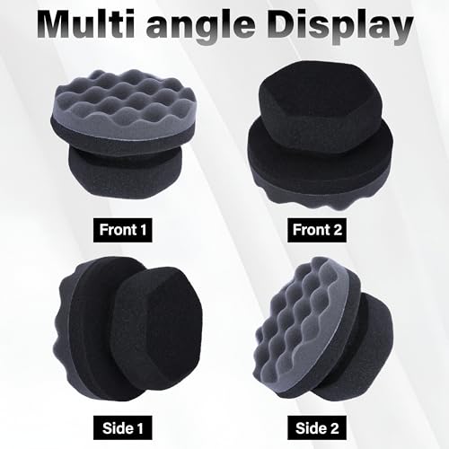 2 PCS Tire Shine Applicator Pad, Hex Grip Tire Dressing Applicator, Reusable Tire Foam Sponge, Tire Shine Brush, Car Detailing Sponge for Rubber Tires, Vinyl & Plastic Trim