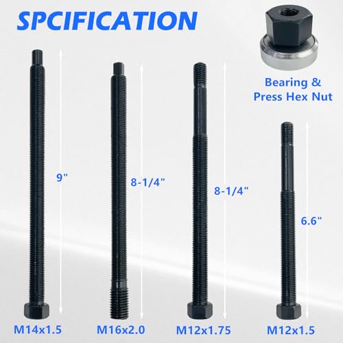 5Pcs Harmonic Balancer Installer Set, Extra Long Crank Pulley Damper Installation Tool for V8 and V6 Engines, Compatible with Dodge Chrysler Ford GM