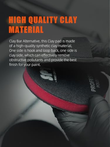 Clay Bar Pad, 5 Inch Mid Grade,1Pc Handle Grip Pad and 1 Pc Clay Bar Applicator, Synthetic for DA Polisher and Rotary Polisher for Car Detailing, Clay Bars Auto Detailing -CHMLP5MA - size: 5inch (125mm)
