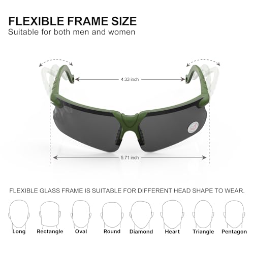xaegistac Shooting Glasses with Case-Safety Glasses Anti Fog | Z87.1 Certificated Impact Resistance Safety Glasses for Hunting Shooting Sports - color: Black Lens-green Frame
