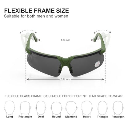 xaegistac Shooting Glasses with Case-Safety Glasses Anti Fog | Z87.1 Certificated Impact Resistance Safety Glasses for Hunting Shooting Sports - color: Black Lens-green Frame