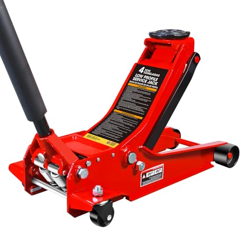 Big RED Hydraulic Low Profile Service/Floor Jack with Dual Piston Quick Lift Pump, 4 Ton (8,000 lb.) Capacity - color: Red, size: Dual Pump, style: 4 Ton