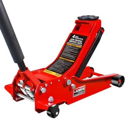 Big RED Hydraulic Low Profile Service/Floor Jack with Dual Piston Quick Lift Pump, 4 Ton (8,000 lb.) Capacity - color: Red, size: Dual Pump, style: 4 Ton