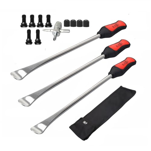 Dr.Roc 14.5 inch Perfect Leverage Tire Spoon Lever Iron Tool Kit Motorcycle Dirt Bike Lawn Mower Professional Tire Changing Tool with Stable Bag 3 PCS Tire Spoons with Tire Valve Stem TR412 TR413 - size: 3PCS