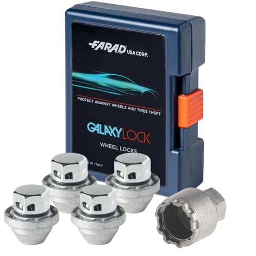 Farad GalaxyLock AE/M Chromed Lug nut Wheel-Locks Kit Suitable for Ford Explorer (1/2-20 Thread Size) - Set of 4 Lug Nuts + 1 Key