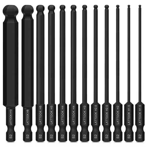 Ball End Hex Head Allen Wrench Drill Bit Set, 12PCS Metric Ball End Hex Bit Set Allen Key Bit Set, Magnetic S2 Steel, 4'' Long - style: 12PCS Ball Hex Bits 100MM
