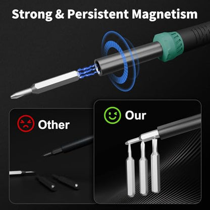 STREBITO 64PCS Mini Precision Screwdriver Set with Torx, Triwing, Pentalobe Star, Electronic Repair Tool Kit for Computer, PC, Laptop, Macbook, Phone, PS4 PS5, XBOX, Switch, Eyeglasses, Ring Doorbell - color: Green