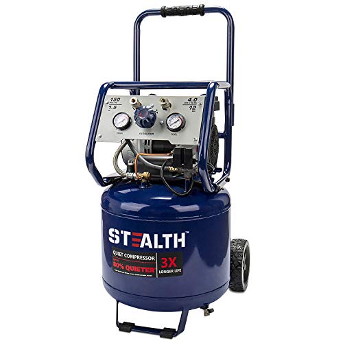 Stealth 12 Gallon Quiet Air Compressor, 1.5 HP Oil-Free Max150 PSI 68 Decibel,5 CFM @ 40 PSI 4 CFM @ 90 PSI Silent Portable Air Compressor W/Wheel for Garage, SAQ-11215 - style: Electronic