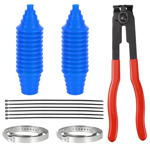 13PCS CV Axle Boot Repair Kit, 2PCS CV Boot with 4 Stainless Steel Clamps & 6 Cable Ties & Ball-Cage Pliers, Waterproof Dustproof CVs Joint Boots Kit, Universal Car Accessories (Blue) - color: Blue
