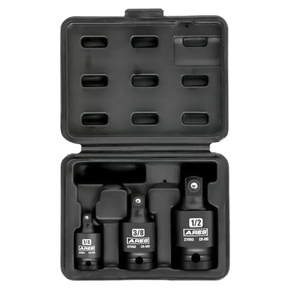 ARES 27027-3-Piece 2-Stage Impact Universal Joint Set – 2-Stage Ball Spring Design Changes Socket from Swivel to Fixed Position - 1/4-Inch, 3/8-Inch and 1/2-Inch Drive - size: 1/4-Inch, 3/8-Inch, 1/2-Inch 2-Stage Set