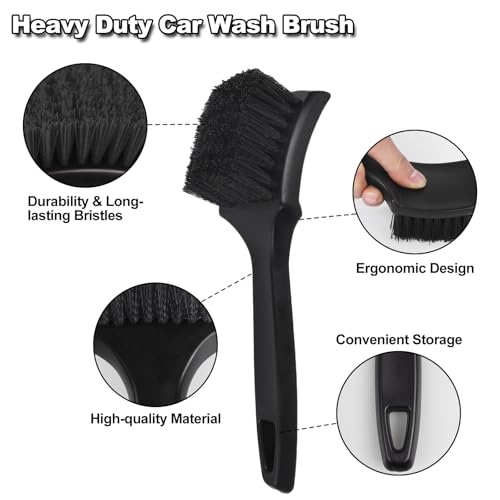 9Pcs Car Wheel & Tire Brush Kit, Wheel Cleaner Brush, Soft-bristled Rim Brush, Tire Shine Applicator Pad, Car Wash Mitt, Towel, Car Detailing Cleaning Wash Brush Supplies Kit
