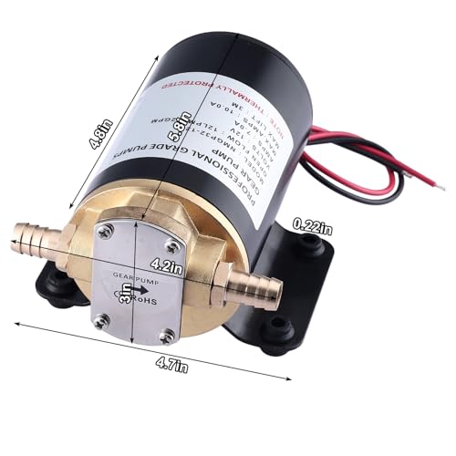 NovelBee Self Priming Impeller Pump,3.2GPM Gear Oil Pump,Self Priming Oil Change Extractor Pump for Diesel Lubricants Machinery Fuel Scavenge Oil Transfer (12V)