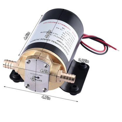 NovelBee Self Priming Impeller Pump,3.2GPM Gear Oil Pump,Self Priming Oil Change Extractor Pump for Diesel Lubricants Machinery Fuel Scavenge Oil Transfer (12V)