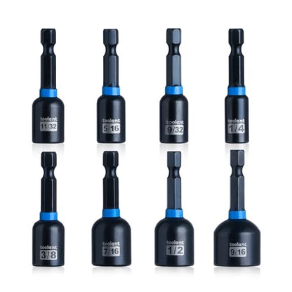 toolant Magnetic Nut Driver Set, 8pcs SAE Impact Driver Bit Set, 1/4''~9/16'' Nut Driver, 1/4'' Quick Change - style: 8pcs SAE