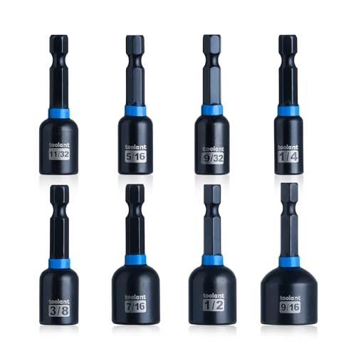 toolant Magnetic Nut Driver Set, 8pcs SAE Impact Driver Bit Set, 1/4''~9/16'' Nut Driver, 1/4'' Quick Change - style: 8pcs SAE