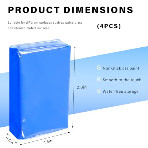4 PCS Car Clay Bar, 100g No Scratch Premium Grade Auto Detailing Claybar Cleaner Kit, Damage Free Magic Clay Bars for Vehicle Paint Surface Glass, Car Accessories