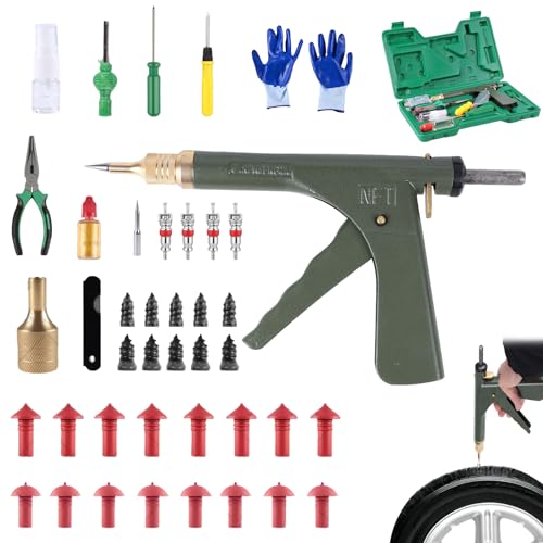 Professional Mushroom Tire Plug Kit –Heavy Duty Tubeless Tire Repair Set for Motorcycles, Cars, Trucks, ATVs & Tractors | Quick & Durable Roadside Flat Fix Solution - color: Green