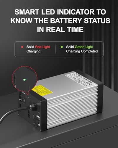 LiFePO4 Battery Charger 12V 40A, AC-DC Smart Lithium Battery Charger for 12.8V LiFePO4 Lithium Batteries, 40A Fast Charging for Solar, Marine, RV, Trolling Motor Batteries