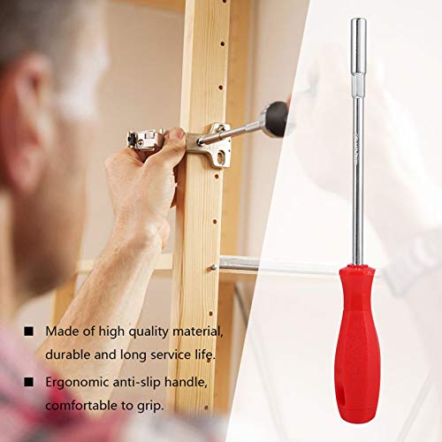 Oumefar 2PCS Hex Nut Driver, Hollow Shaft Lengthened Sleeve Screwdriver Red Plastic Handle Bit Holding Screwdriver 5.5mm(2PCS)