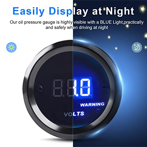 DC12V Voltmeter Blue Digital LED Volt Gauge Voltage Meter Kit 2inches 52mm