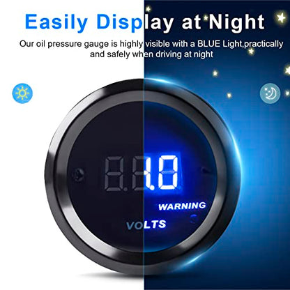 DC12V Voltmeter Blue Digital LED Volt Gauge Voltage Meter Kit 2inches 52mm