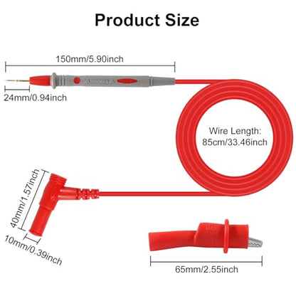 Multimeter Test Leads 1000V 20A CAT III Silicone Leads with Ultra-Sharp Gold-Plated Digital Test Probes with Alligator Clips for Multimeter Automotive Electrical Testing - color: 1set 1000V 20A+clip